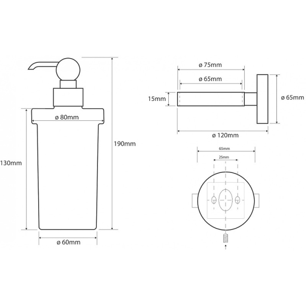 Дозатор для жидкого мыла Retro настенный 230 ml 75x180x140мм, хром