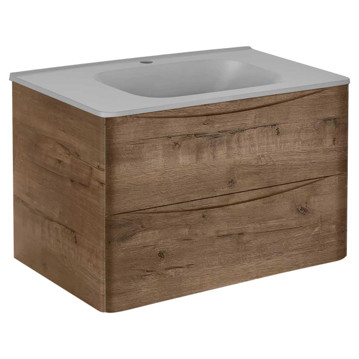 Тумба с раковиной Vincea Paola 800 подвесная, 2 выкатных ящика soft close, V.Oak, VMC-2P800VO+VCB-2VP800W