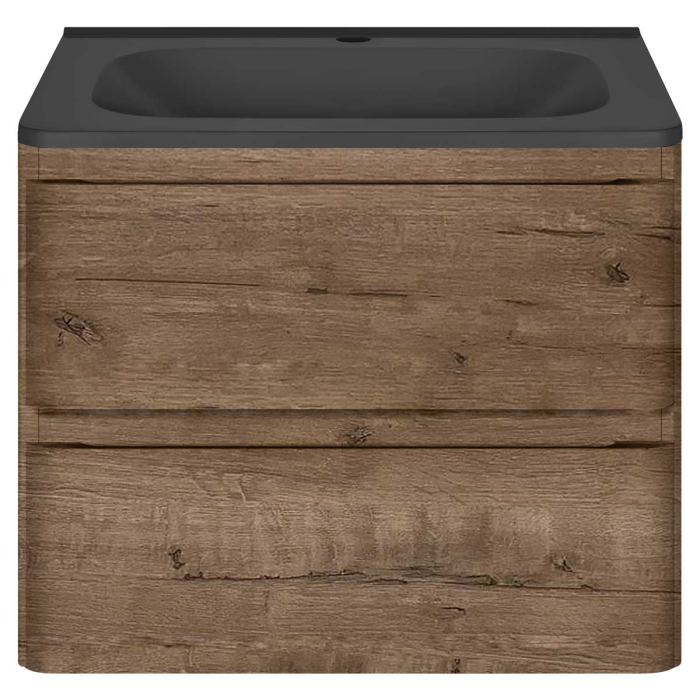 Тумба с раковиной Vincea Vico 600 подвесная, 2 выкатных ящика soft close, V.Oak, VMC-2V600VO+VCB-2VP600W