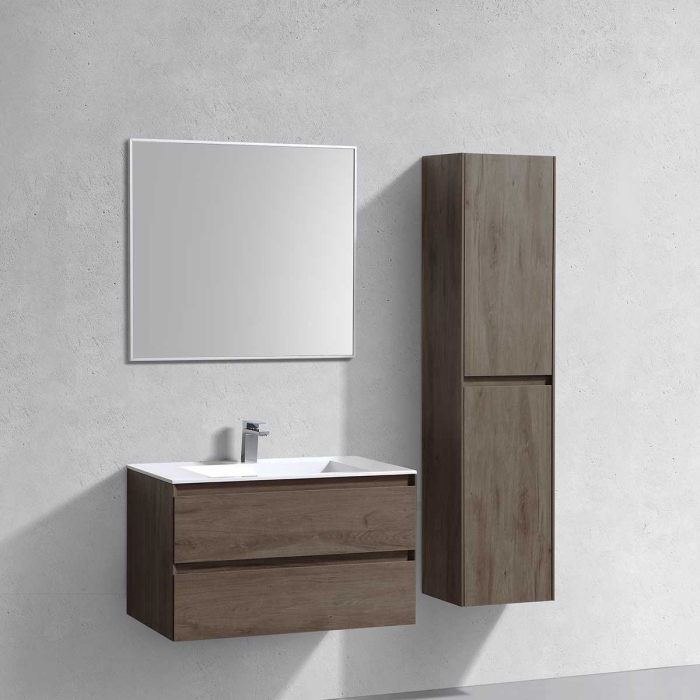 Тумба с раковиной Vincea Luka 800 подвесная, 2 выкатных ящика soft-close, R.Oak, VMC-2L800RO+VCB-13800B