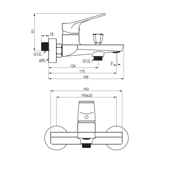 Смесители для ванны и душа Damixa Merkur, 401000300