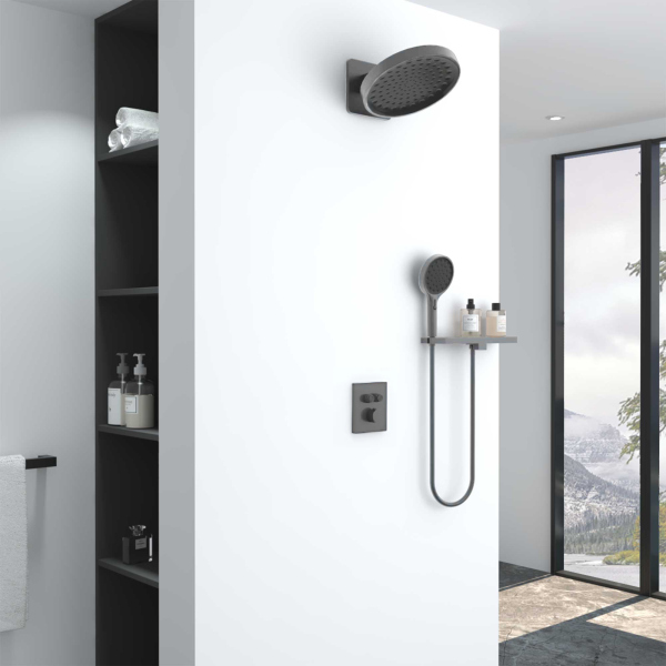 Душевой комплект Vincea Inspire VSFW-3I21MT3RGM встраиваемый, вороненая сталь