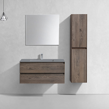 Тумба с раковиной Vincea Luka 1000 подвесная, 2 выкатных ящика soft-close, R.Oak, VMC-2L100RO+VCB-13100G