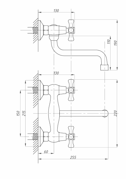 Смеситель для кухни FAUZT FZs-490-07 настенный тип См-МДРНА
