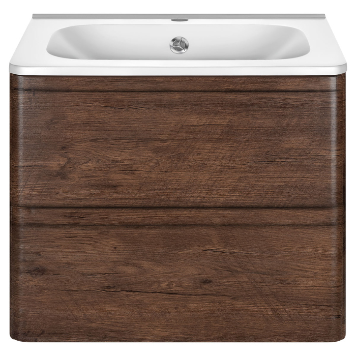 Тумба с раковиной Vincea Vico 600 подвесная, 2 выкатных ящика soft close, R.Wood, VMC-2V600RW+VCB-2VP600B