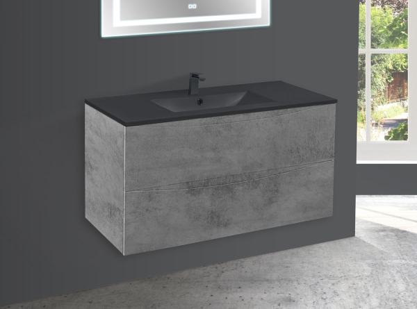 Тумба без раковины Vincea Mia 1000 подвесная, 2 выкатных ящика soft close, Beton, VMC-2MC100BT