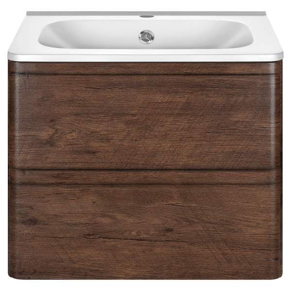 Тумба с раковиной Vincea Vico 600 подвесная, 2 выкатных ящика soft close, R.Wood, VMC-2V600RW+VCB-2VP600W