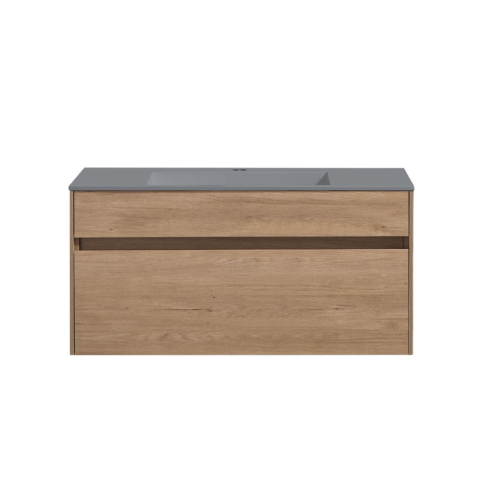 Тумба с раковиной Vincea Chiara 1000 подвесная, 1 выкатной ящик soft-close, N.Oak, VMC-2C100NO+VCB-13100W