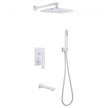 Душевая система ABBER Weiss Insel AF8017FW скрытого монтажа с изливом, белая матовая