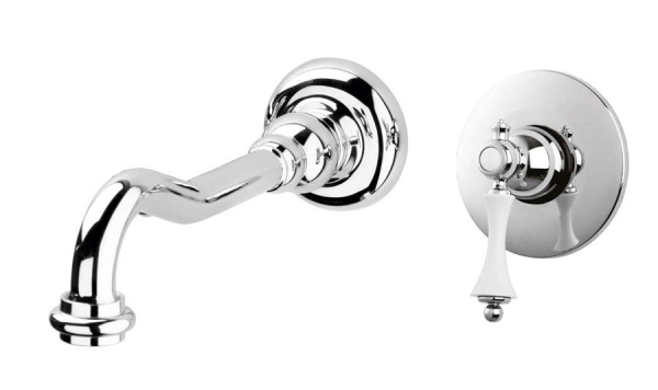 MARGOT-BLS1-03/24-Bi Встраиваемый однорычажный смеситель для раковины, золото, ручки белые