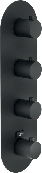 WE00104/TBM LIVE термостатический смеситель для ванны 4 выхода (внешняя часть), матовый черный