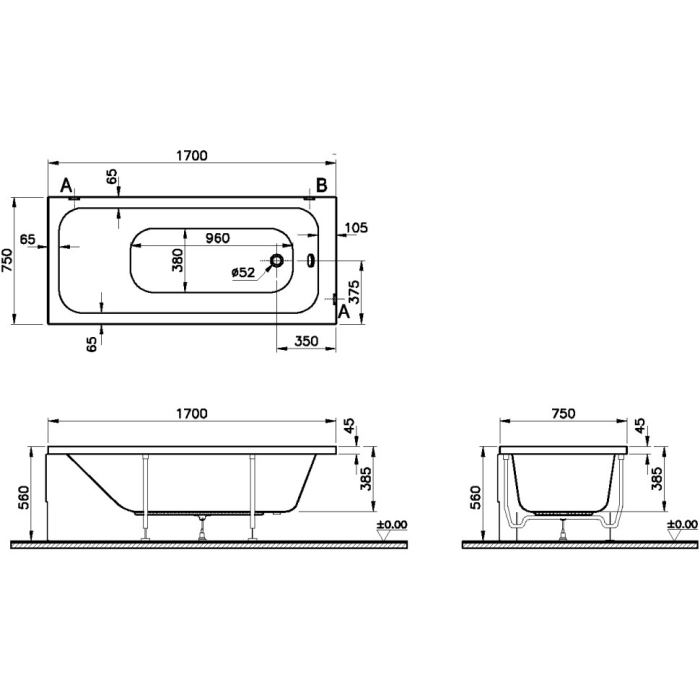 Ванна VITRA OPTIMUM NEO, 64570001000