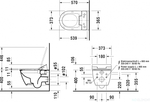 Унитаз подвесной Duravit Darling new SensoWash 256359