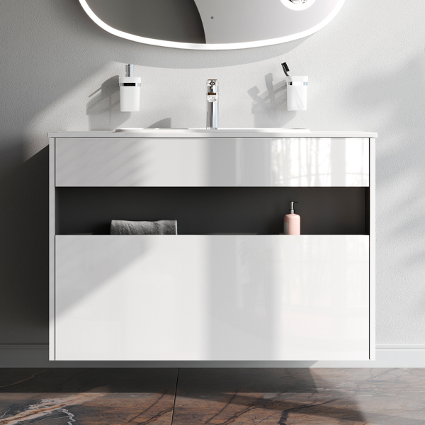 Тумба без раковины AM.PM Func 100 M8FFUX1001WG подвесная Белая глянцевая