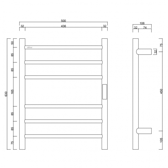 Полотенцесушитель электрический ABBER Standard AH4606 хром