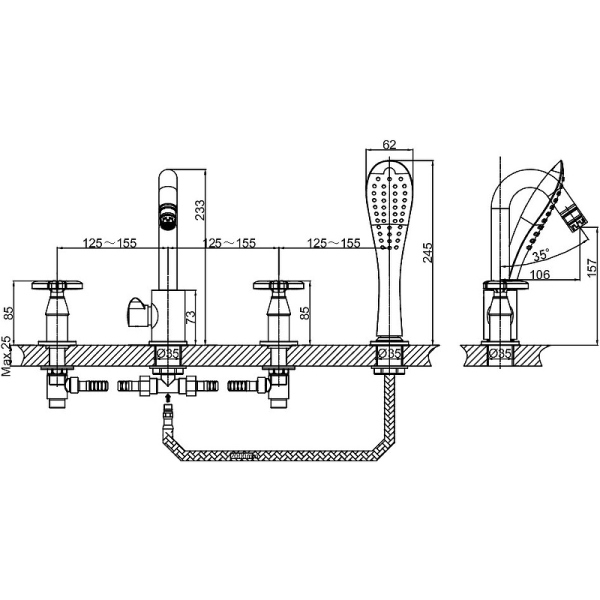 Смеситель для ванны D&K Hessen Goethe (DA1384941)