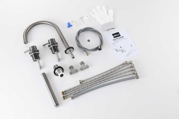 Смеситель ABBER Wasser Kreis 316 AF8113BGG на борт ванны, оружейная сталь брашированная