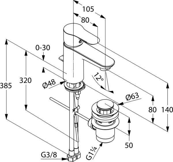 Смеситель Kludi Objekta 322330575 для раковины