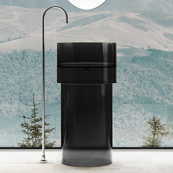 Раковина отдельностоящая прозрачная ABBER Kristall AT2701Onyx черная