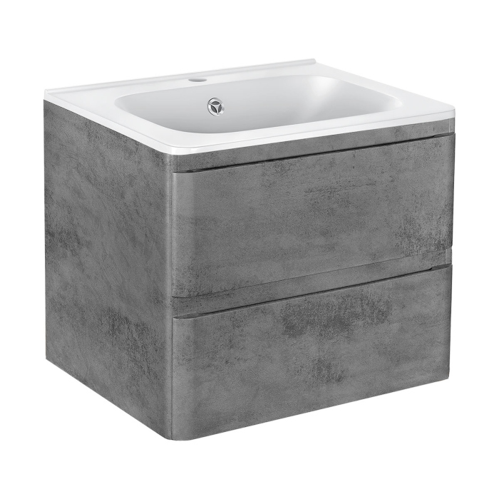 Тумба с раковиной Vincea Vico 600 подвесная, 2 выкатных ящика soft close, Beton, VMC-2V600BT+VCB-2VP600W