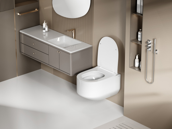 Унитаз ABBER Bequem AC1130 подвесной белый, безободковый, смыв торнадо