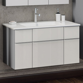 Тумба с раковиной Smile Кристалл 90 белая