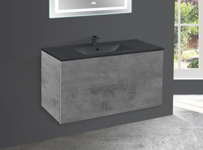 Тумба с раковиной Vincea Mia 1000 подвесная, 2 выкатных ящика soft close, Beton, VMC-2MC100BT+VBS-13100