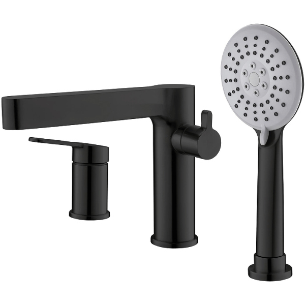 DELTA Смеситель на борт ванны с ручным выдвижным душем, чёрный матовый, DEL-BVD3-NERO