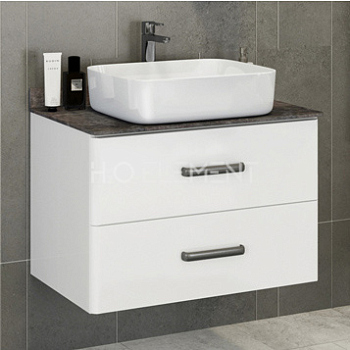 Тумба-умывальник Comforty "Амстердам-75" белая с черной столешницей, с раковиной Comforty T-Y9378