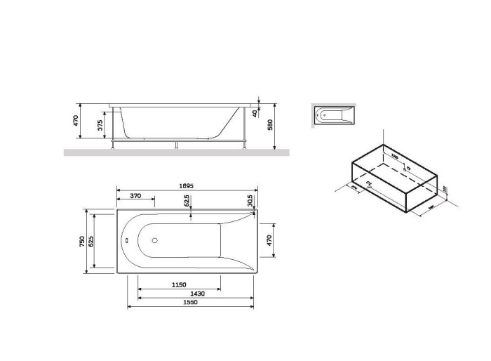 Каркас для ванны AM.PM Spirit 170x75