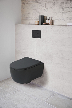 Унитаз подвесной Vincea Evo VT1-34SMB безободковый, цвет черный матовый, soft-close сиденье