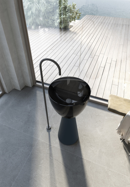 Раковина отдельностоящая прозрачная ABBER Kristall AT2703Onyx-Black черный/черный матовый