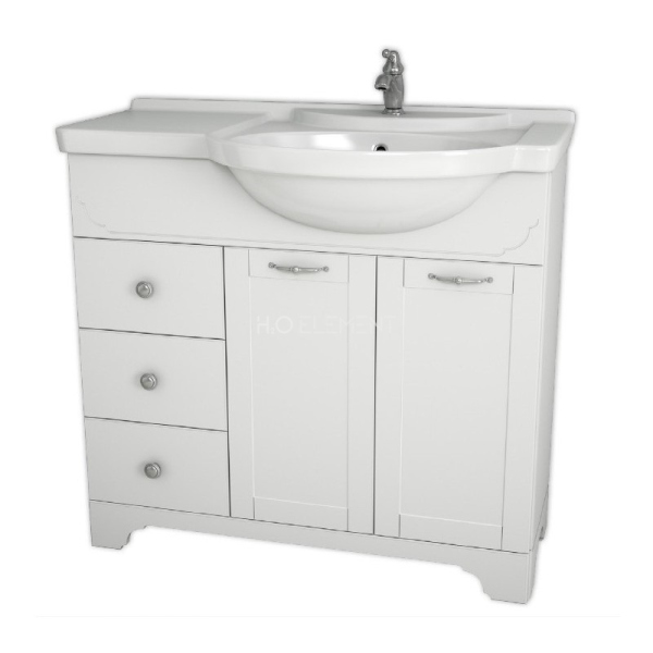 Тумба Dreja.eco Antia 90 правая, белый, 3 ящ. 2 дв., 99.0438