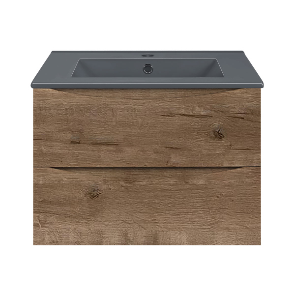 Тумба с раковиной Vincea Mia 600 подвесная, 2 выкатных ящика soft close, V.Oak, VMC-2MC600VO+VBS-13960