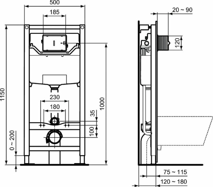 Система инсталляции для унитазов Ideal Standard Prosys Frame 120 M R020467