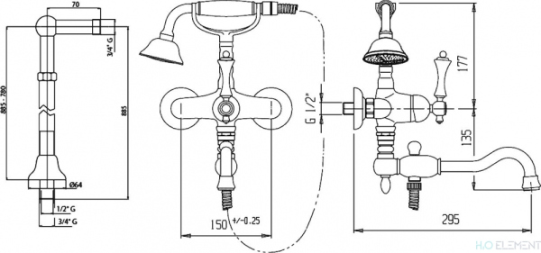 Смеситель Cezares Margot MARGOT-VDPS2-01-Bi напольный