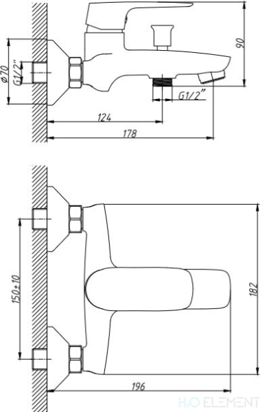 Смеситель 1 Orange Mari M07-100cr для ванны с душем