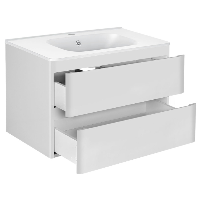 Тумба с раковиной Vincea Vico 800 подвесная, 2 выкатных ящика soft close, G.White, VMC-2V800GW+VCB-2VP800W