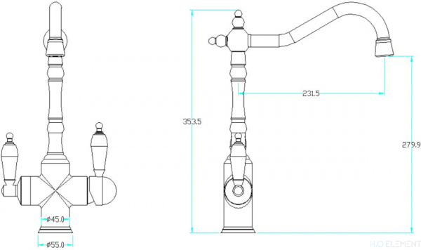 Смеситель Boheme Tradizionale Oro 113 для кухонной мойки