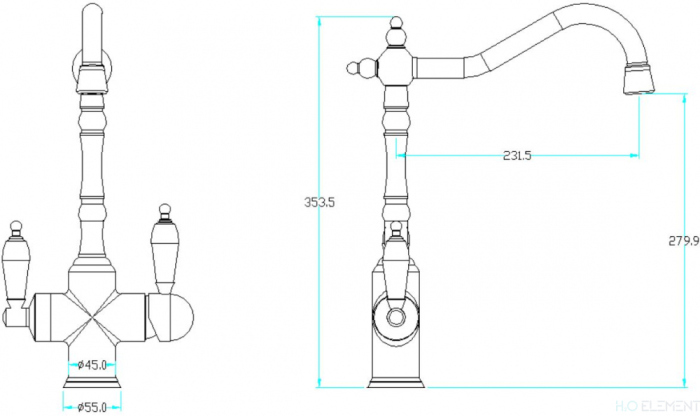 Смеситель Boheme Tradizionale Oro 113 для кухонной мойки