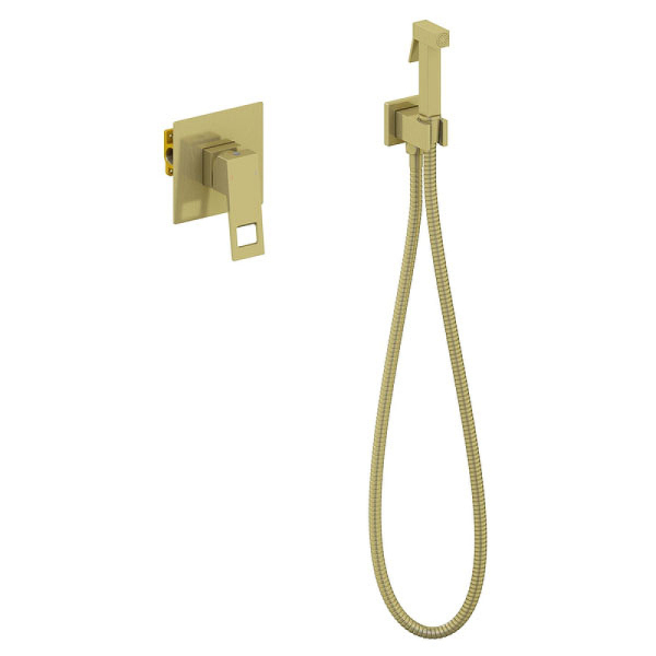 Смеситель встроенный с гигиеническим душем Timo Briana (7189/17SM) золото матовое