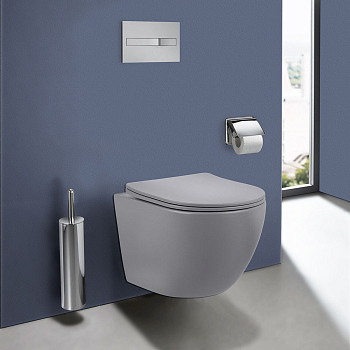 Унитаз подвесной Vincea Globo VT1-14SMG безободковый, цвет матовый серый, сиденье soft-close