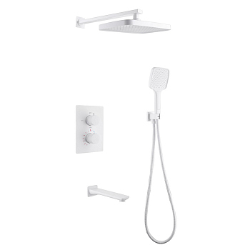 Душевая система ABBER Weiss Insel AF8050W скрытого монтажа с изливом, термостат, белая
