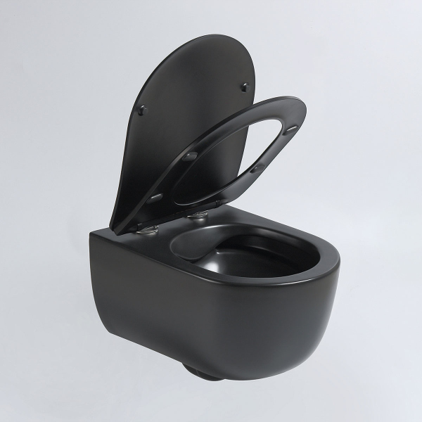 Унитаз подвесной Vincea Evo VT1-34SMB безободковый, цвет черный матовый, soft-close сиденье