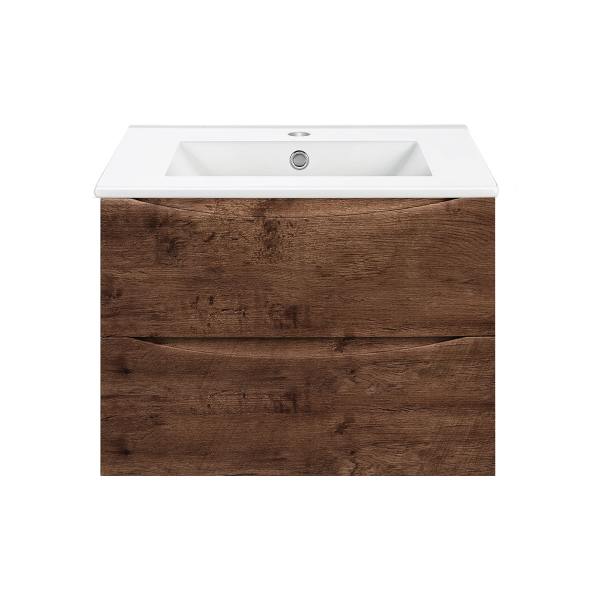 Тумба с раковиной Vincea Mia 700 подвесная, 2 выкатных ящика soft close, R.Wood, VMC-2MC700RW+VBS-13960MA