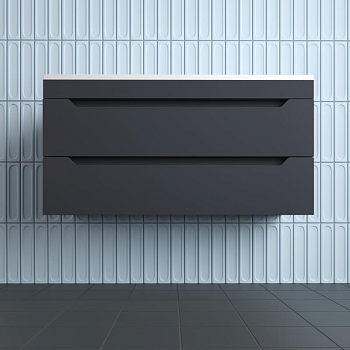 Тумба без раковины подвесная "Остин" 100 2 ящ графит эмаль PLUS, ЛС-00002408