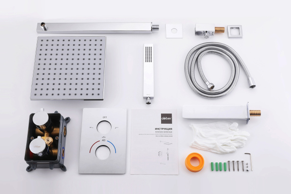 Душевая система ABBER Weiss Insel AF8050 скрытого монтажа с изливом, термостат, хром