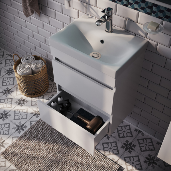 Тумба с раковиной IDDIS подвесная с ящиками, белая, 50 см, Zodiac. (ZOD5CB0i95K)