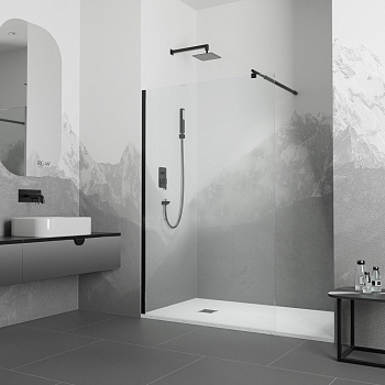 Перегородка для душа RGW WA-002B, 35100209-24, Чёрный, 90*195