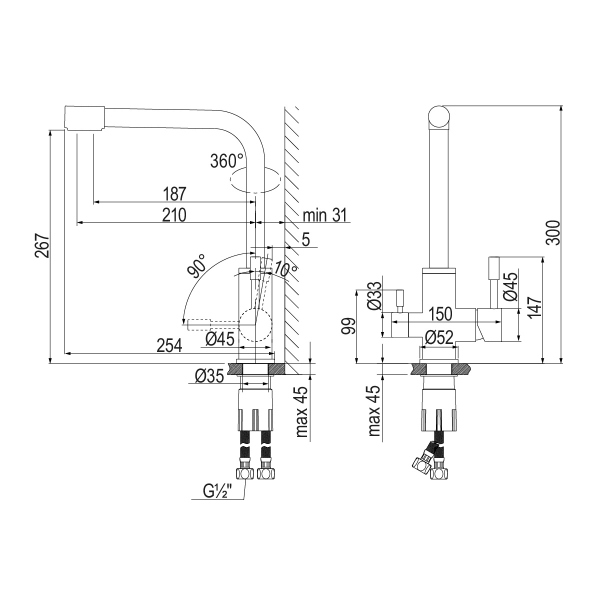 Смеситель Lemark Expert для кухни с подключением к фильтру с питьевой водой (LM5061BL)